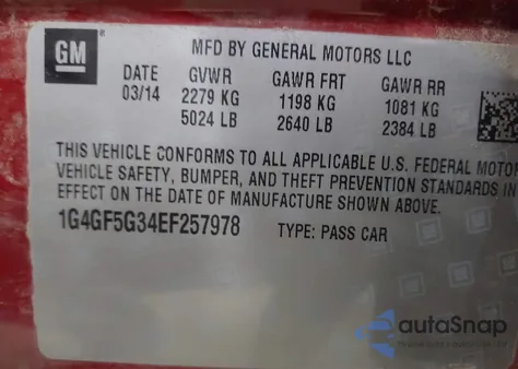 2014 Buick Lacrosse Premium Ii Group z USA, uszkodzony, nr VIN 1G4GF5G34EF257978